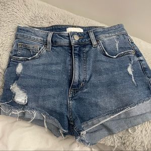 H&M distressed mid rise denim shorts